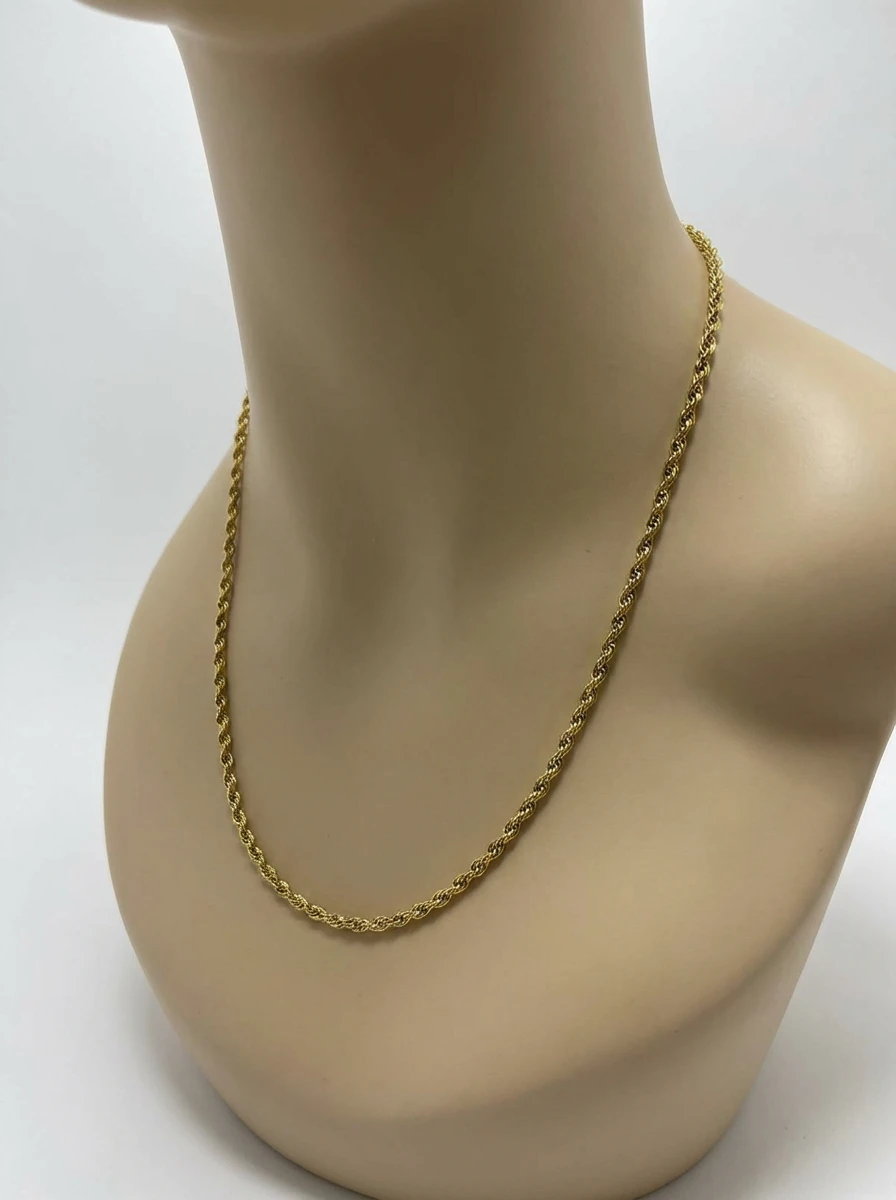 Altın Renk Burma Halat Zincir Kolye - Çelik