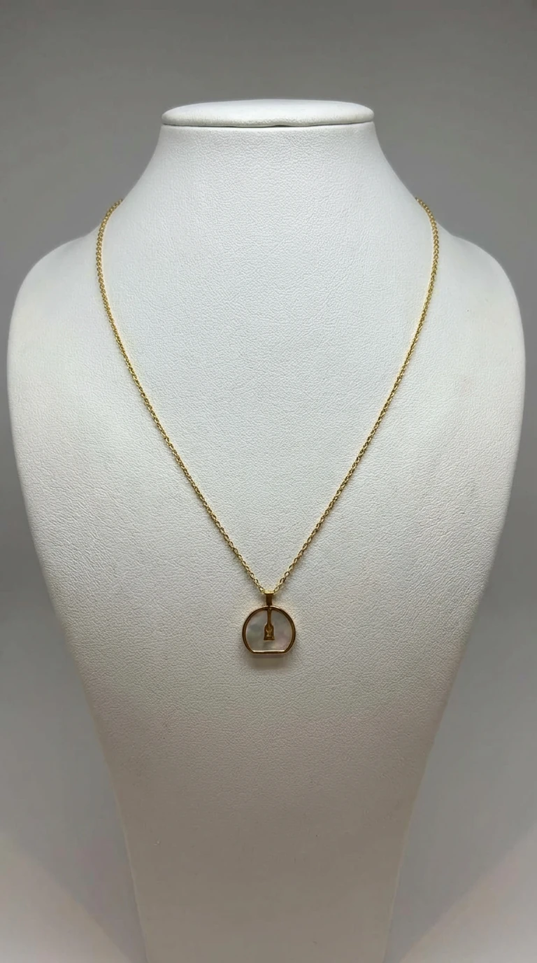 Minimal Oval Figürlü Çelik Kolye