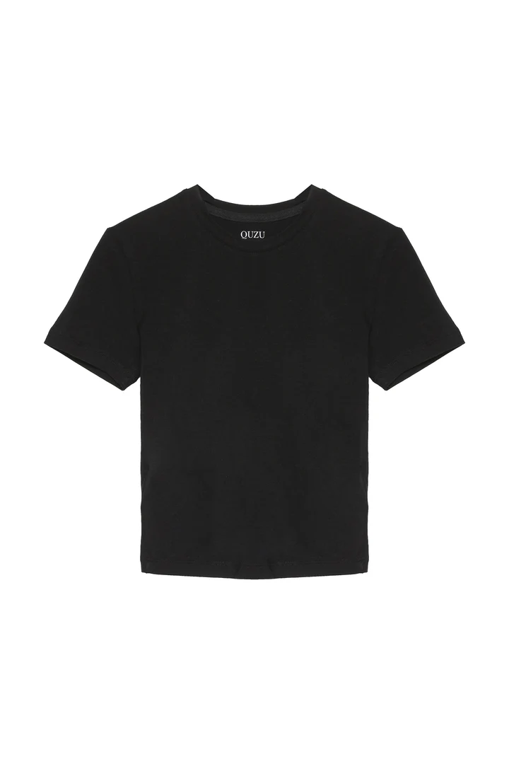 BİSİKLET YAKA BASIC T-SHIRT - SİYAH