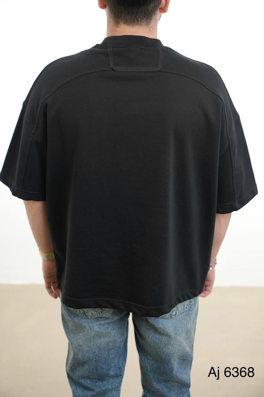 OVERSIZE CEP DETAYLI T-SHIRT - SİYAH