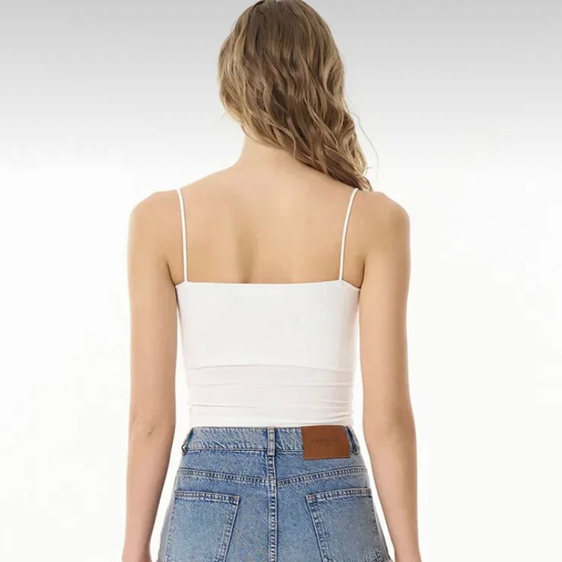 Askılı Crop Basic Atlet Ekru