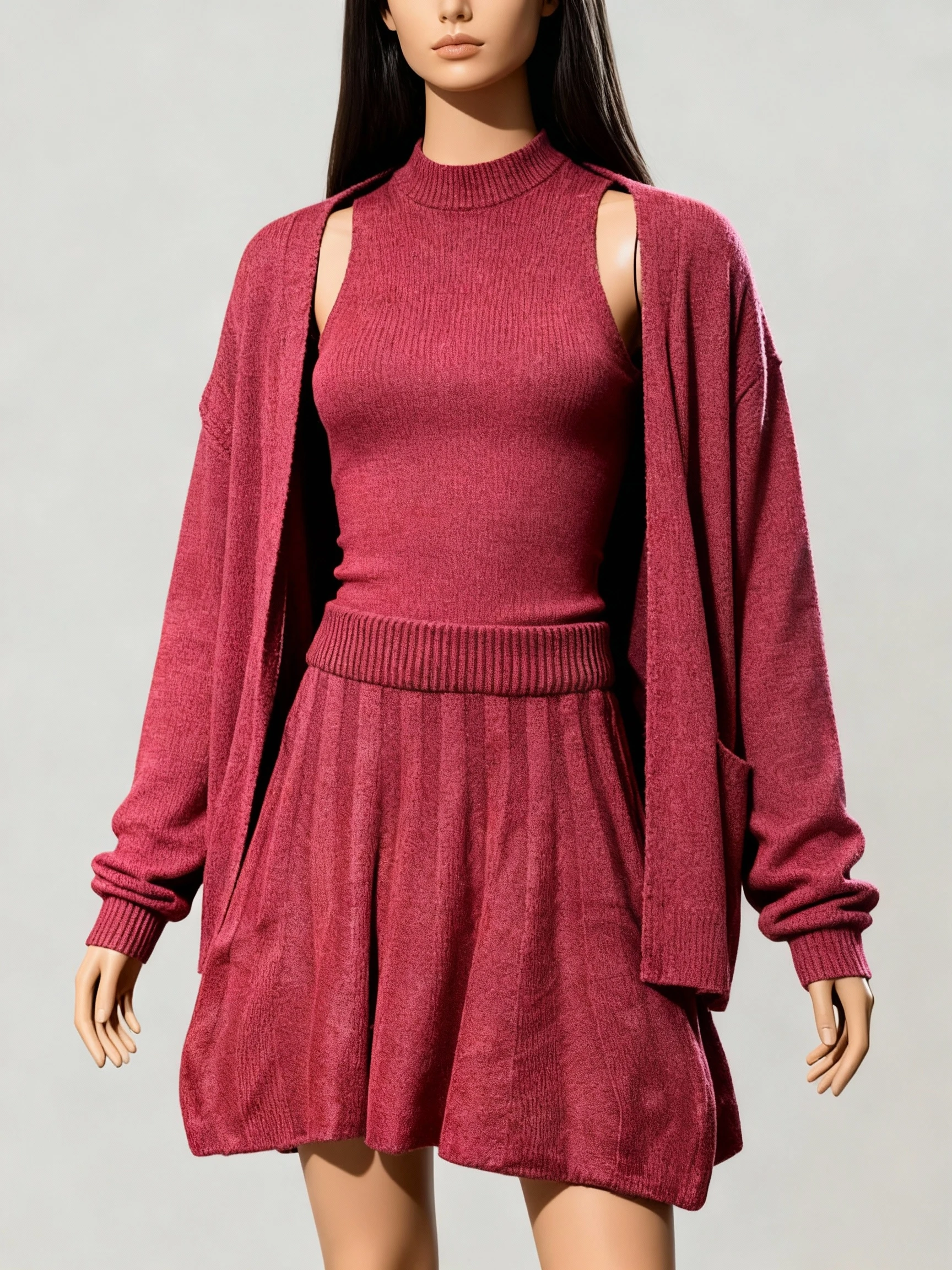 Şardonlu 3'lü Bluz Hırka EtekTakım -  STD Beden