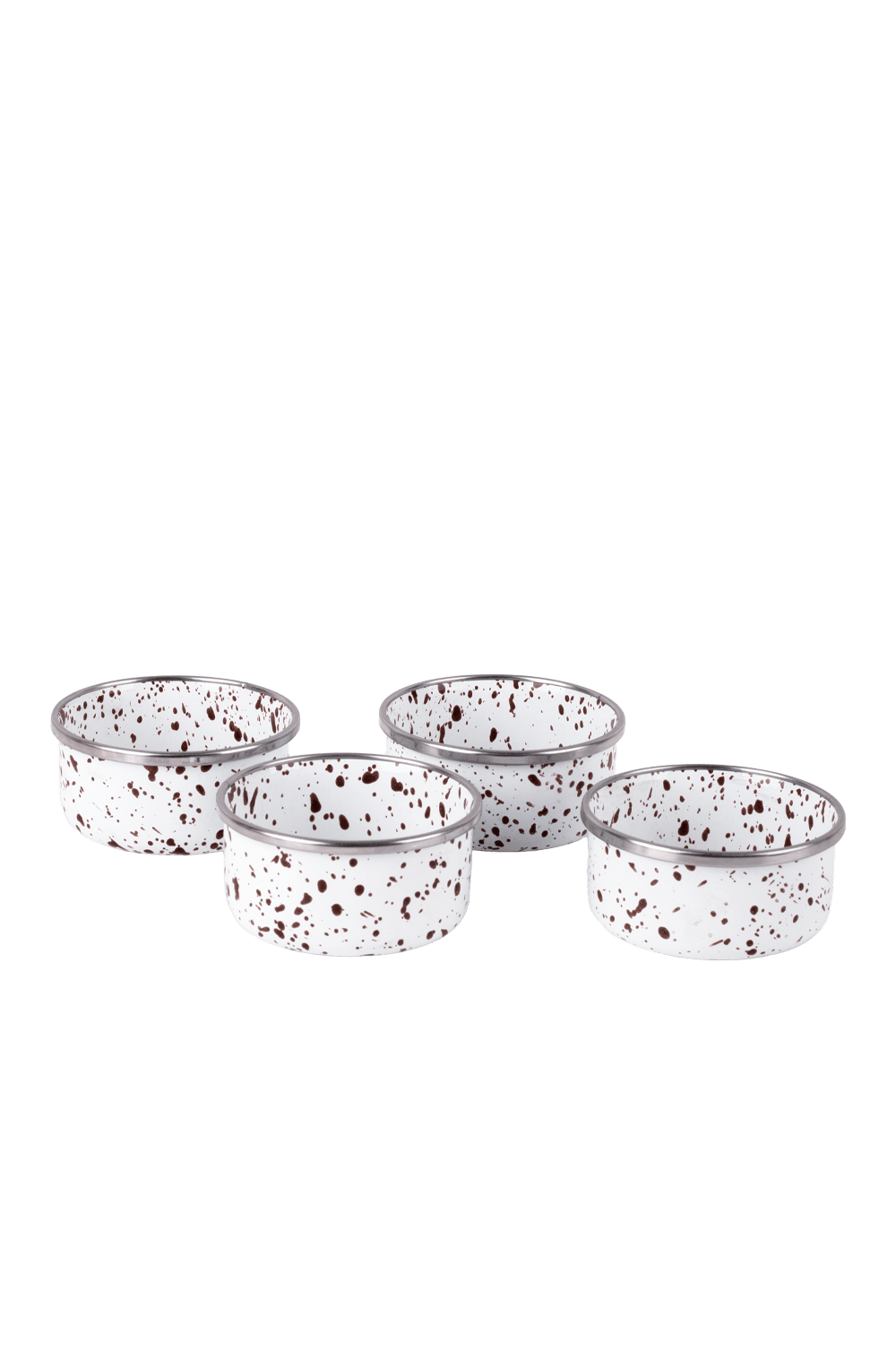 Speckles Emaye 4’lü kase Çerezlik, Kahvaltılık, Reçellik, Zeytinlik, Sunumluk Seti 8cm 200 ml - kahverengi