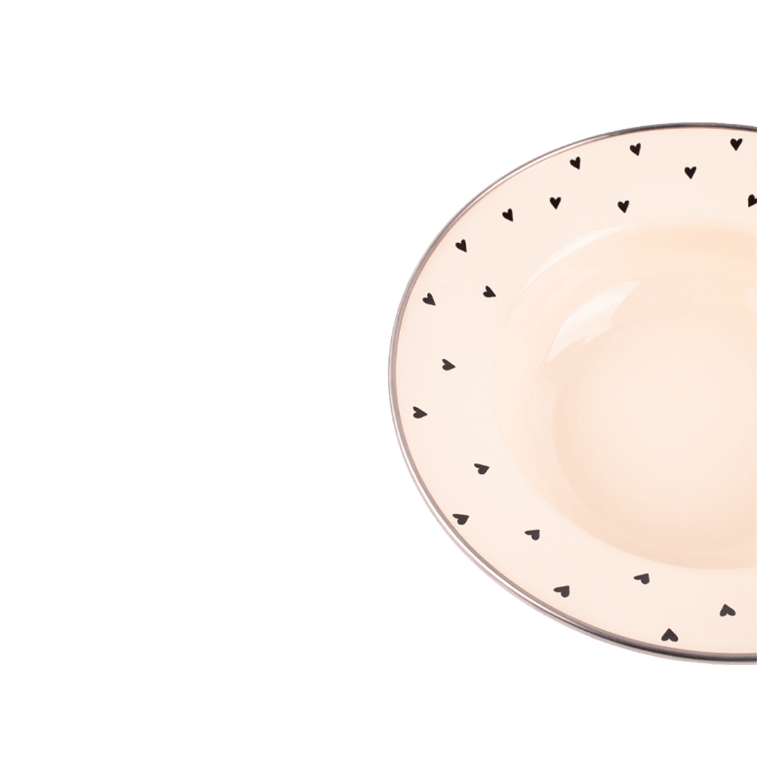 Black Cupid Emaye Çukur Makarna ve Salata Tabağı