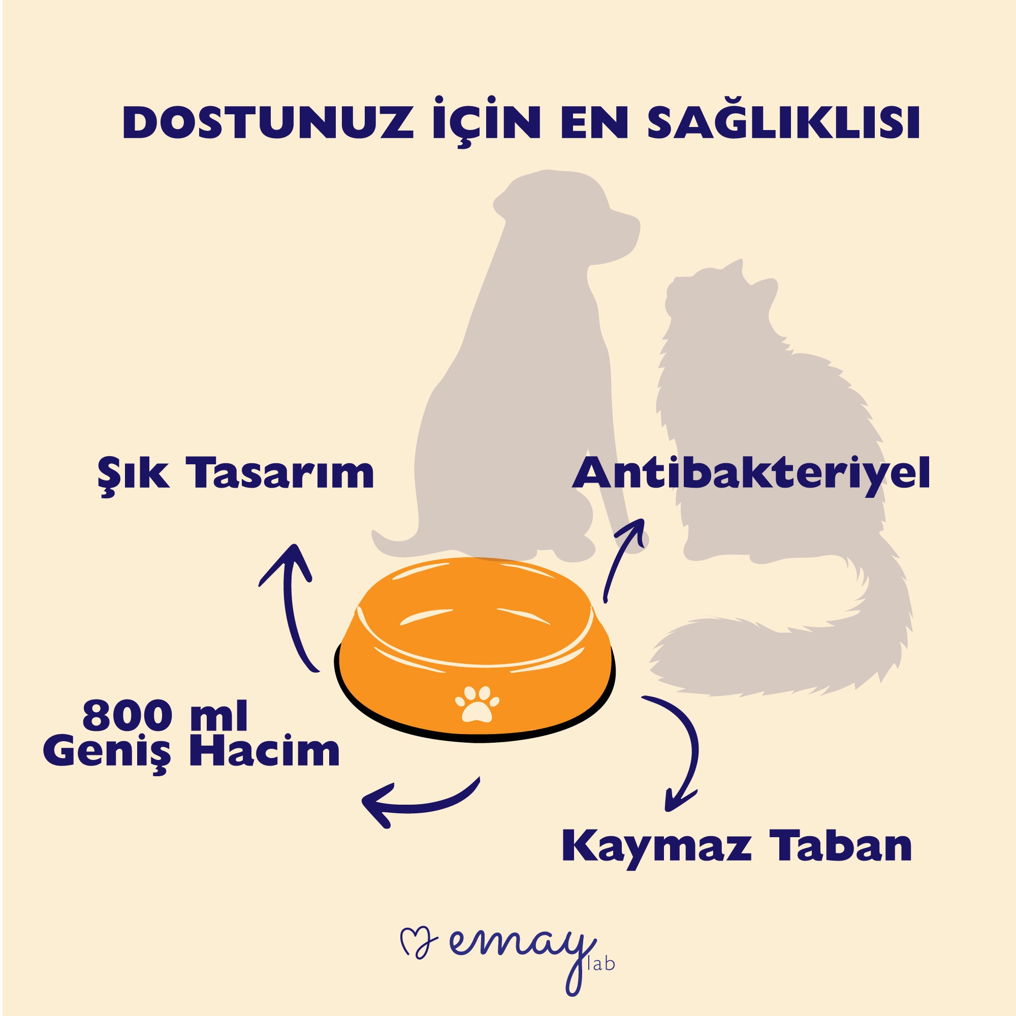 Emaylab Kedi/Köpek Mama Kabı Pati Desen