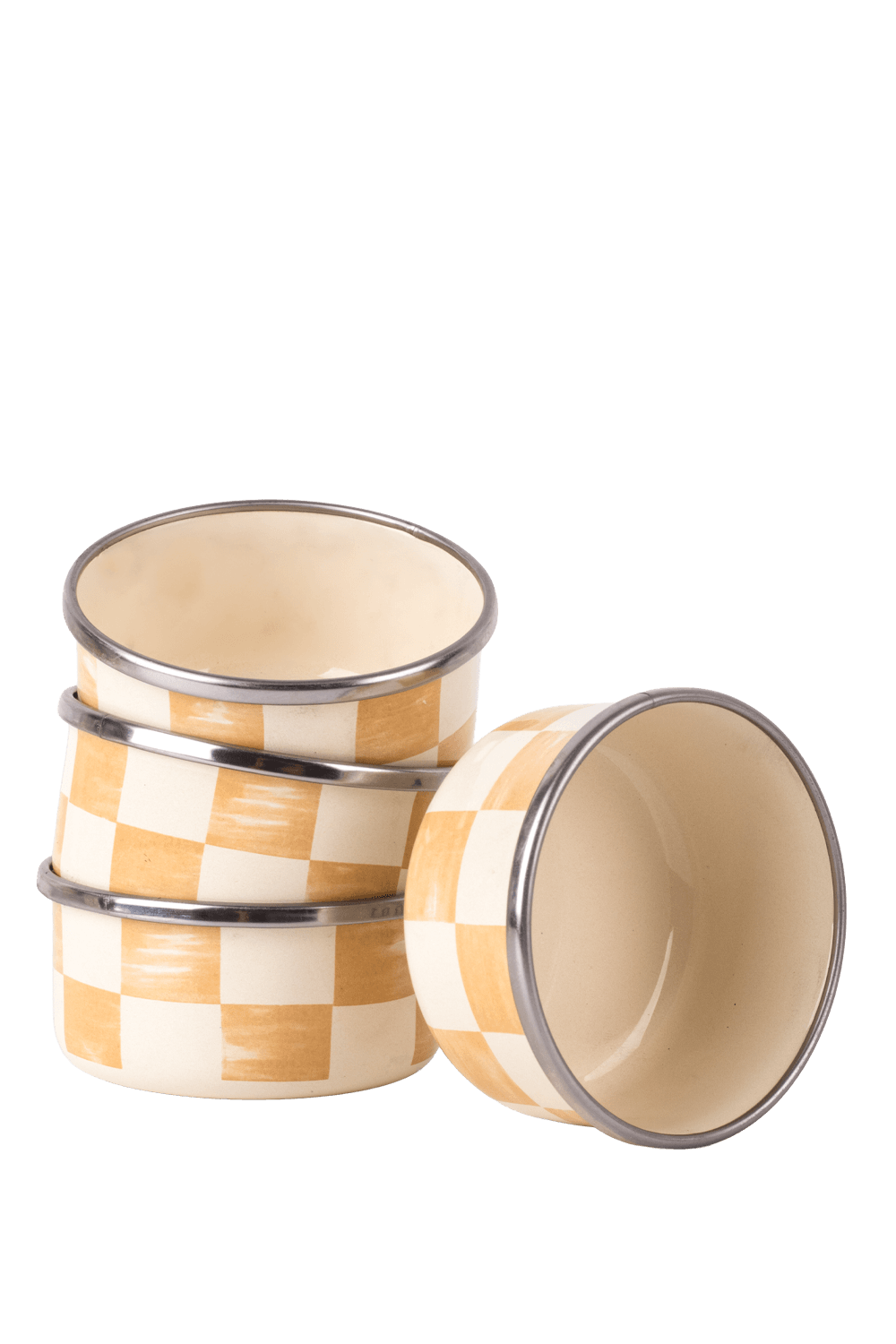Beige Emaye 4’lü kase Çerezlik, Kahvaltılık, Reçellik, Zeytinlik, Sunumluk Seti 8cm 200 ml
