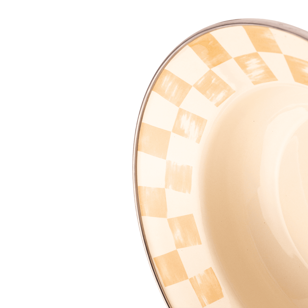 Beige Emaye Çukur Makarna ve Salata Tabağı