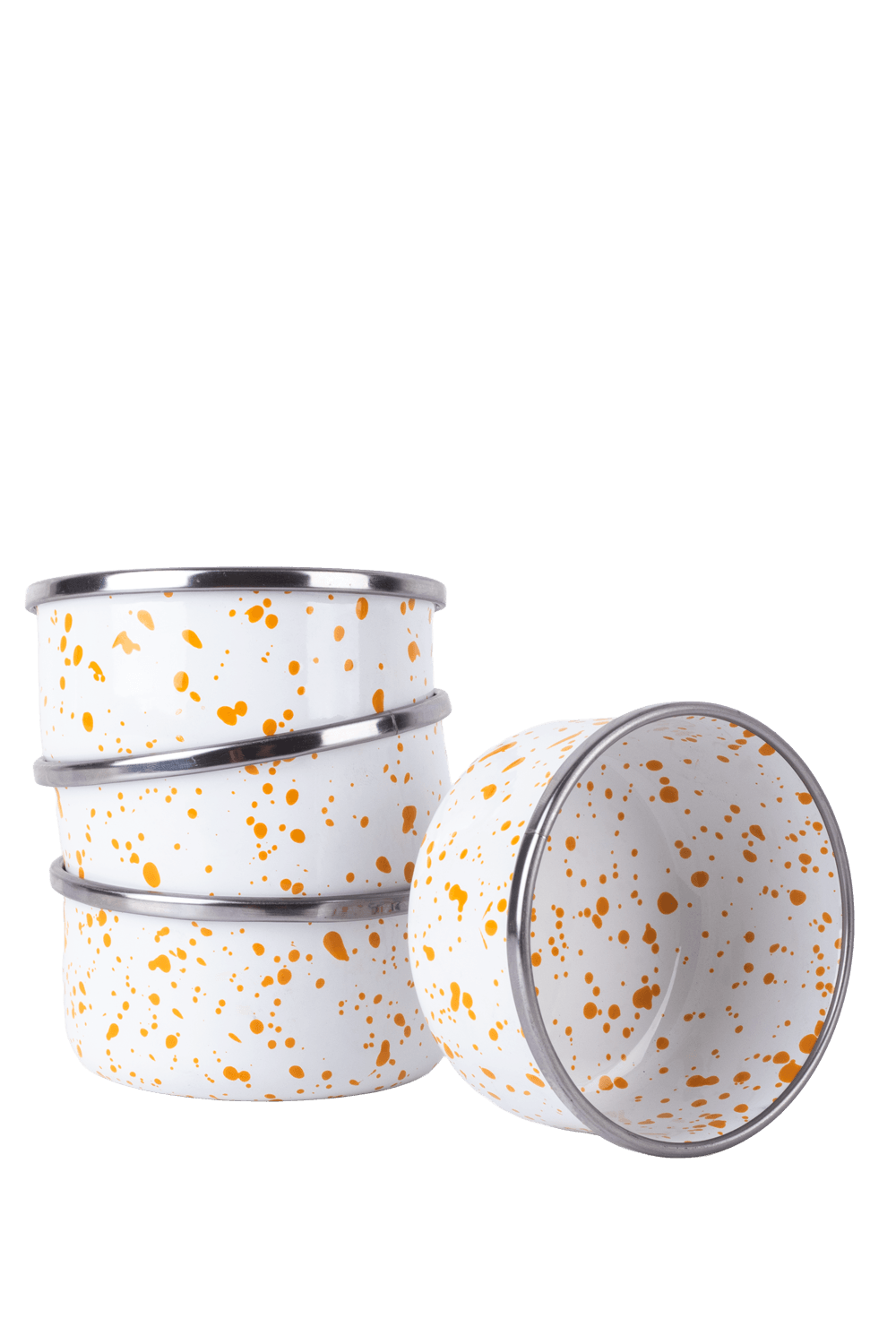 Speckles Emaye 4’lü kase Çerezlik, Kahvaltılık, Reçellik, Zeytinlik, Sunumluk Seti 8cm 200 ml - Hardal