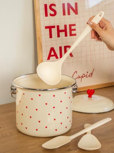 Emaylab Silikon 3’lü Set Yemek Servis Kaşığı Asılabilir Kaşık, Yanmayan Silikon Kaşık