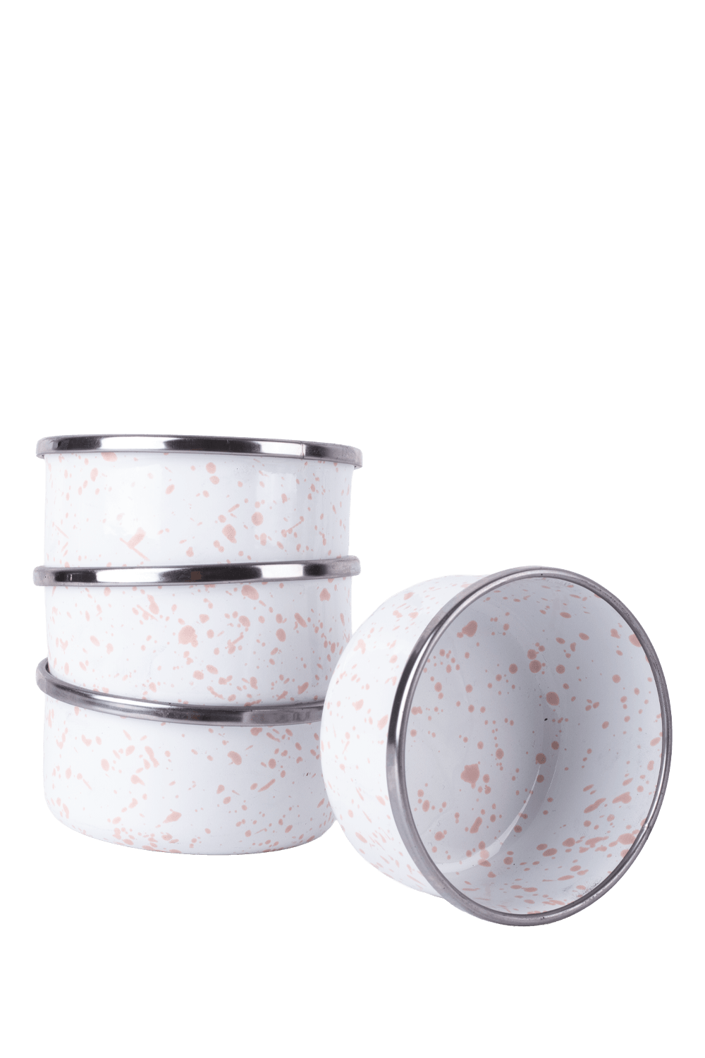 Speckles Emaye 4’lü kase Çerezlik, Kahvaltılık, Reçellik, Zeytinlik, Sunumluk Seti 8cm 200 ml - Pembe