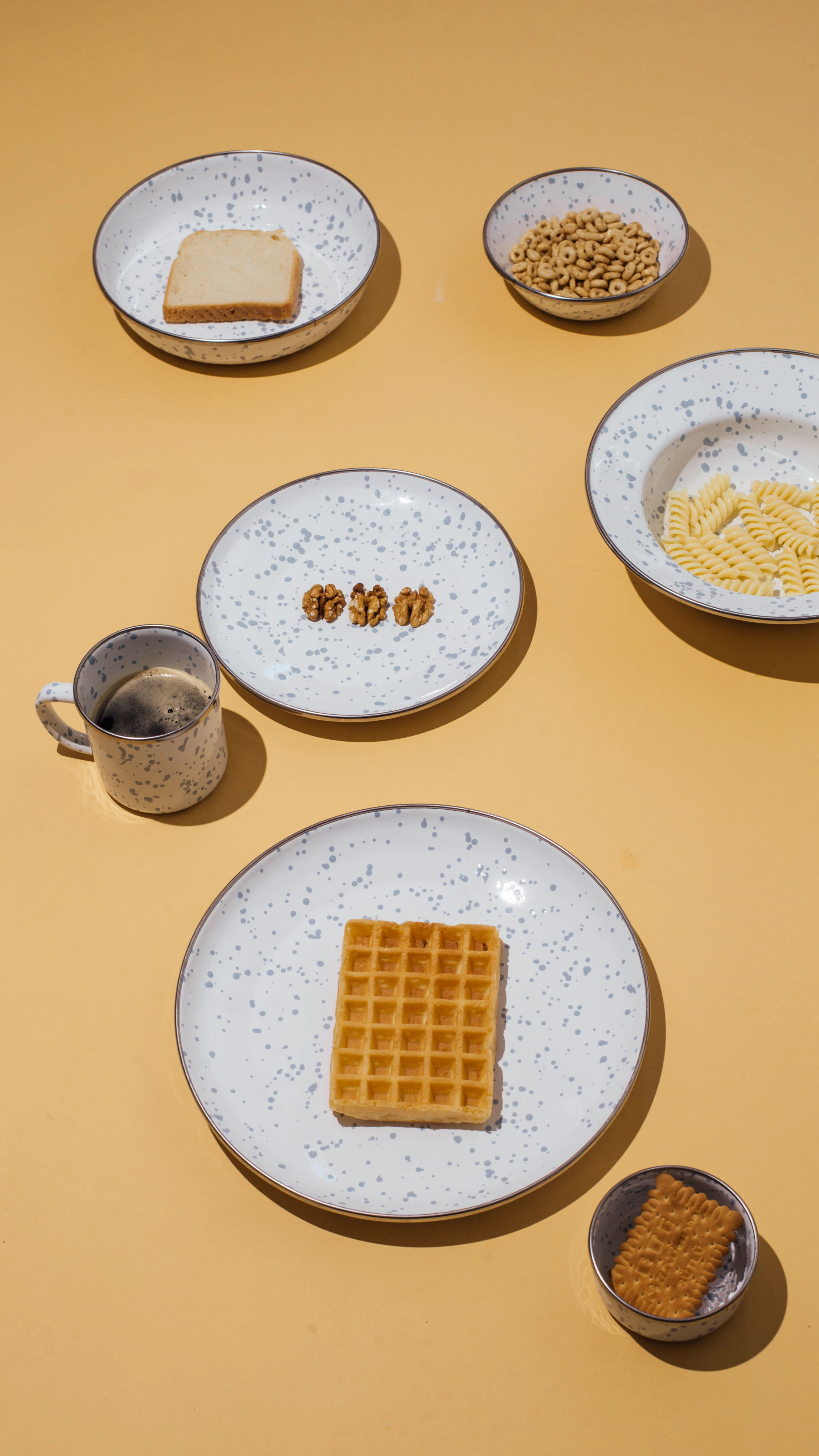 Speckles Emaye 4’lü kase Çerezlik, Kahvaltılık, Reçellik, Zeytinlik, Sunumluk Seti 8cm 200 ml - Bebe mavisi