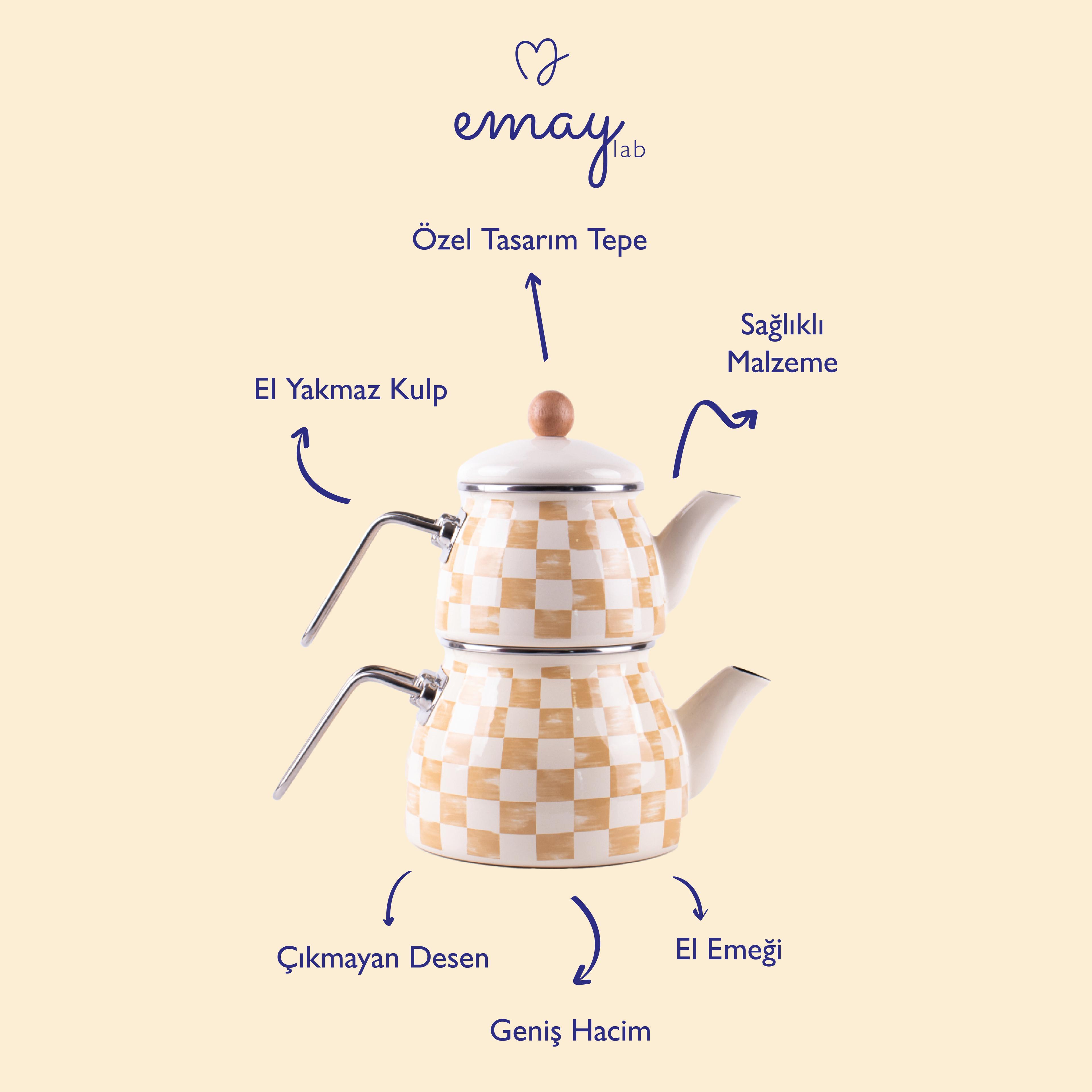 Beige Emaye Çaydanlık 