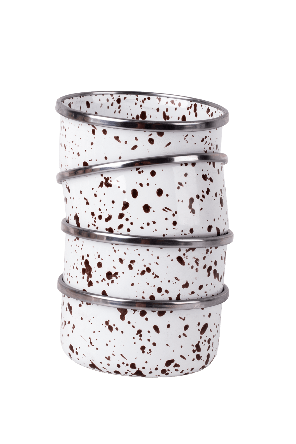 Speckles Emaye 4’lü kase Çerezlik, Kahvaltılık, Reçellik, Zeytinlik, Sunumluk Seti 8cm 200 ml - kahverengi