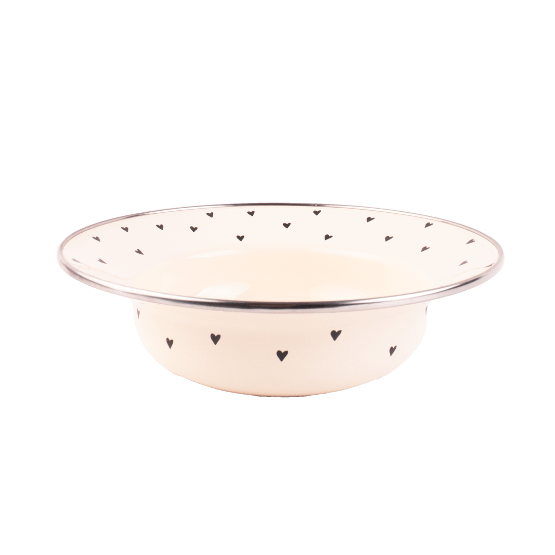 Black Cupid Emaye Çukur Makarna ve Salata Tabağı