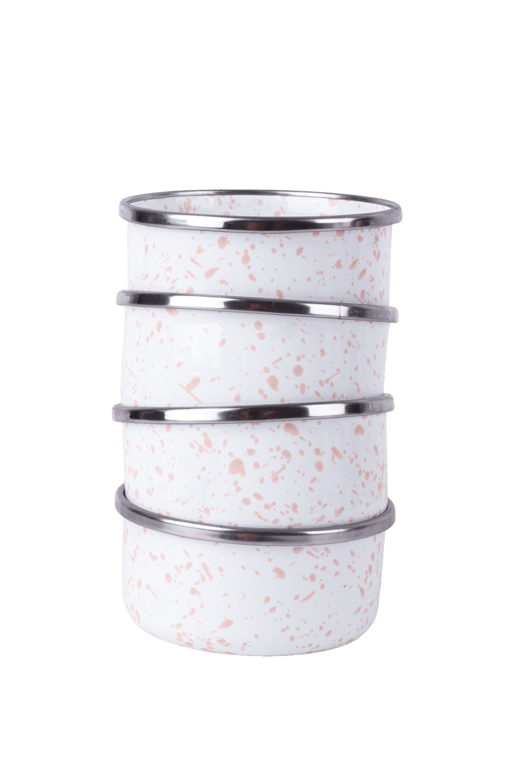 Speckles Emaye 4’lü kase Çerezlik, Kahvaltılık, Reçellik, Zeytinlik, Sunumluk Seti 8cm 200 ml - Pembe