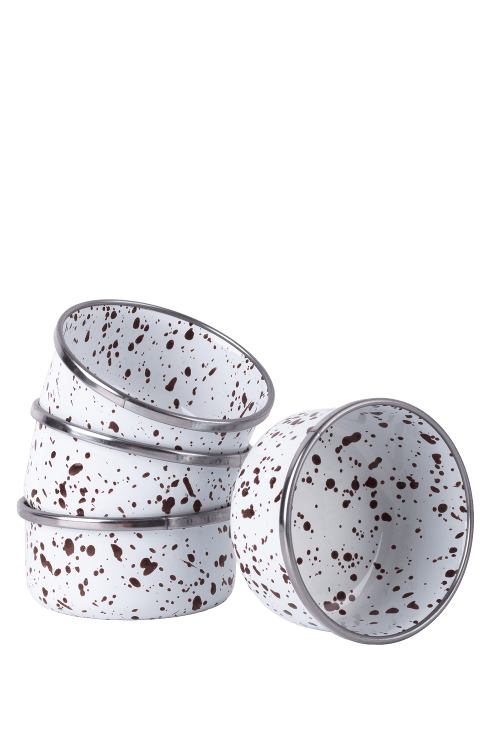 Speckles Emaye 4’lü kase Çerezlik, Kahvaltılık, Reçellik, Zeytinlik, Sunumluk Seti 8cm 200 ml - kahverengi