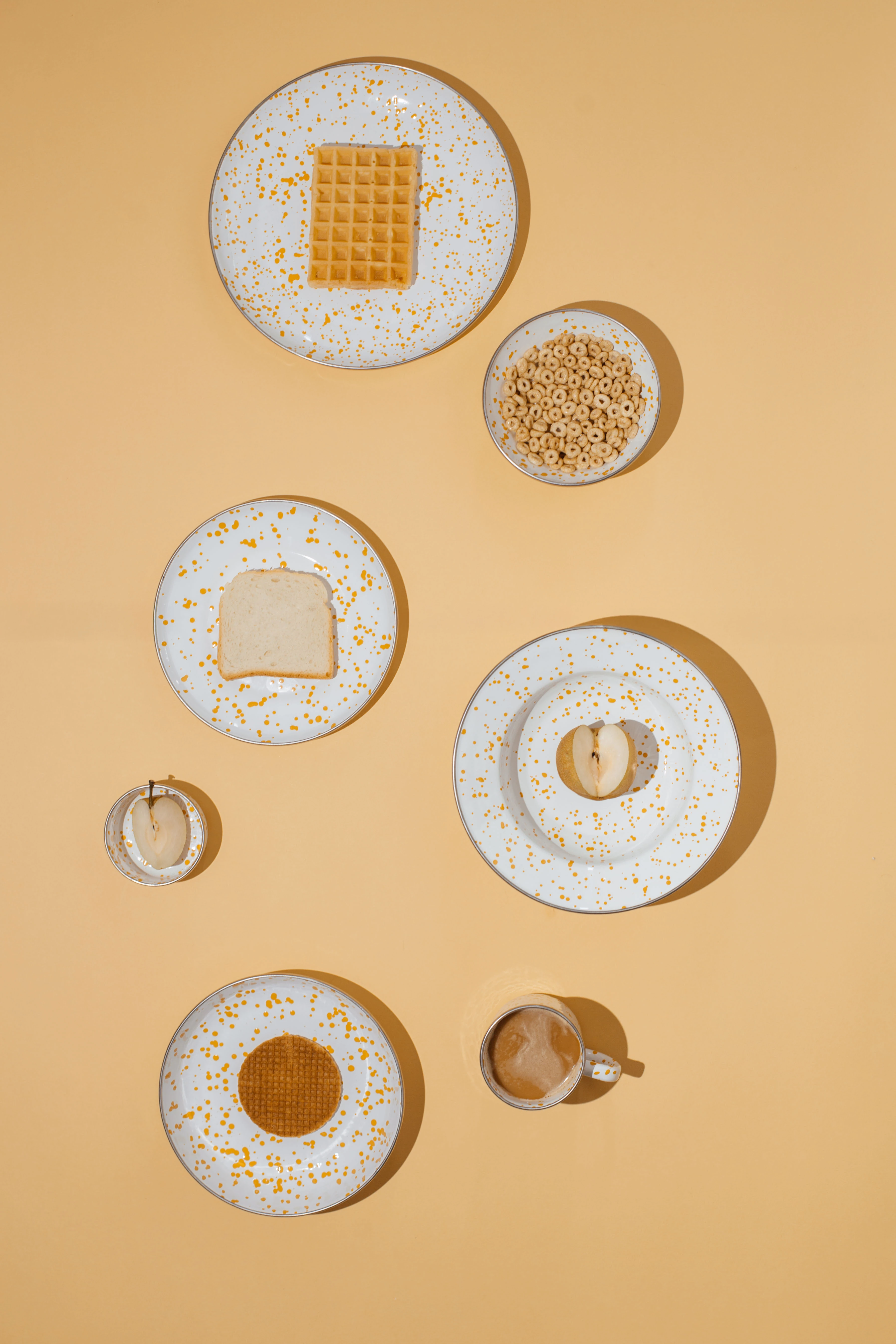 Speckles Emaye 4’lü kase Çerezlik, Kahvaltılık, Reçellik, Zeytinlik, Sunumluk Seti 8cm 200 ml - Hardal