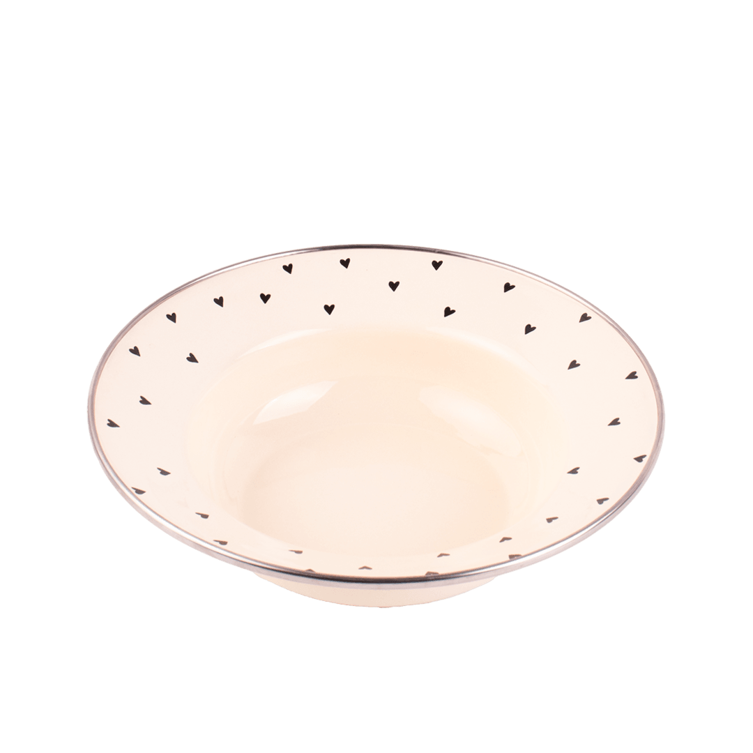 Black Cupid Emaye Çukur Makarna ve Salata Tabağı