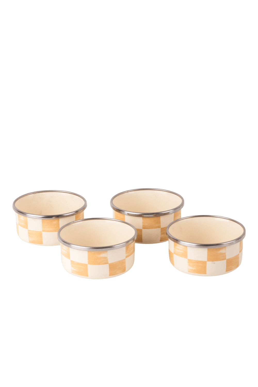 Beige Emaye 4’lü kase Çerezlik, Kahvaltılık, Reçellik, Zeytinlik, Sunumluk Seti 8cm 200 ml