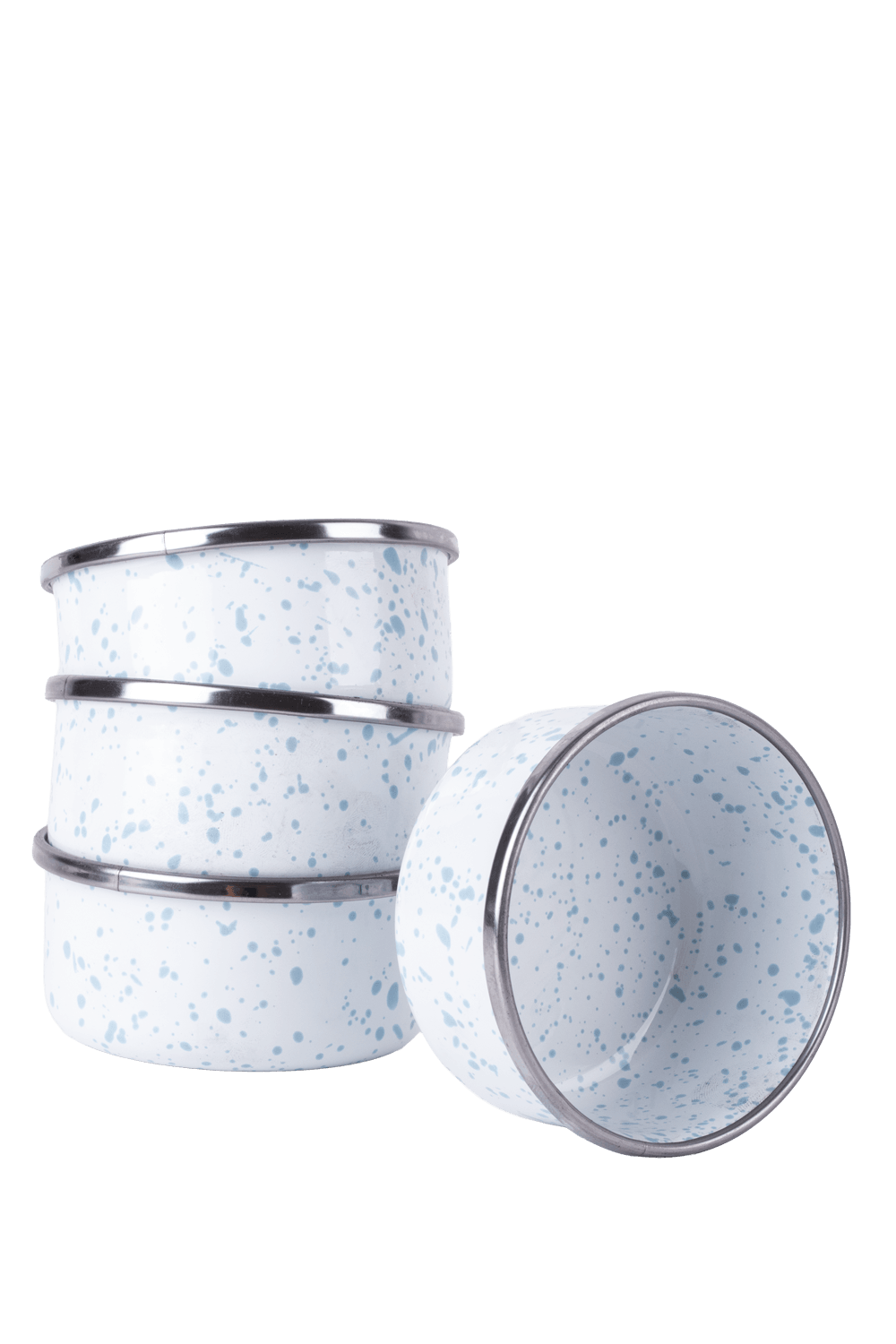 Speckles Emaye 4’lü kase Çerezlik, Kahvaltılık, Reçellik, Zeytinlik, Sunumluk Seti 8cm 200 ml - Bebe mavisi