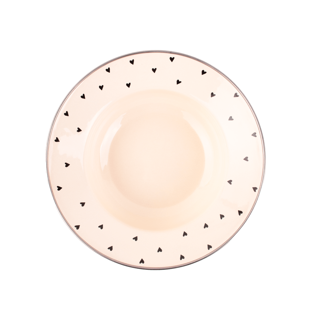 Black Cupid Emaye Çukur Makarna ve Salata Tabağı