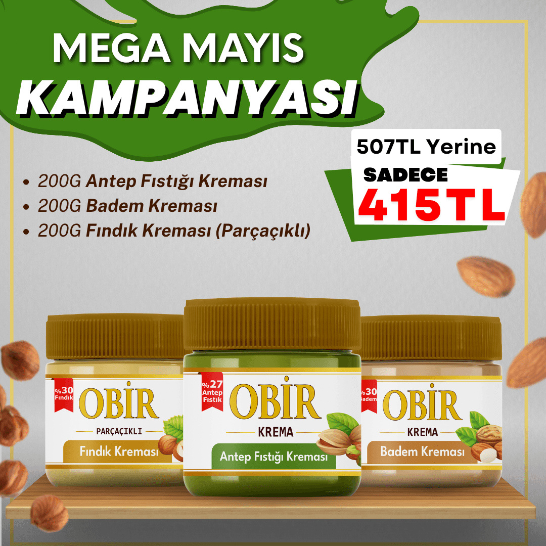  Antep Fıstığı  Kreması -  Badem Kreması - Fındık Kreması 3'lü Set 