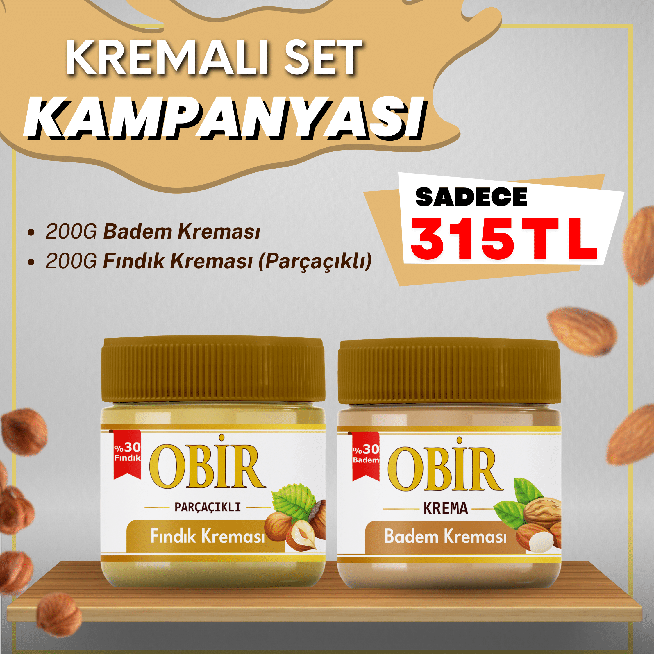 Badem Kreması - Fındık Kreması 2'li Set 