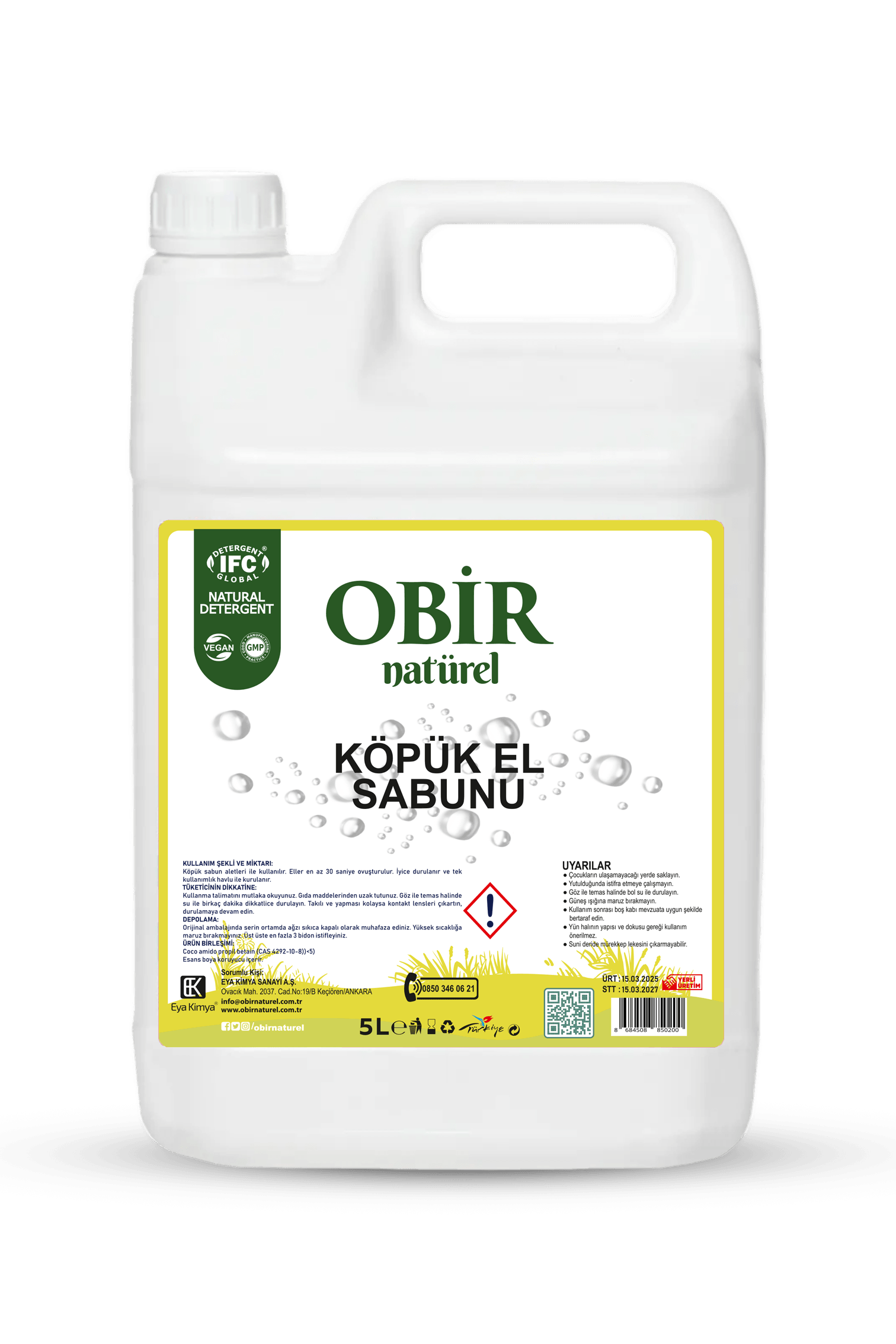 Obir Natürel Köpük El Sabunu – 5 LT
