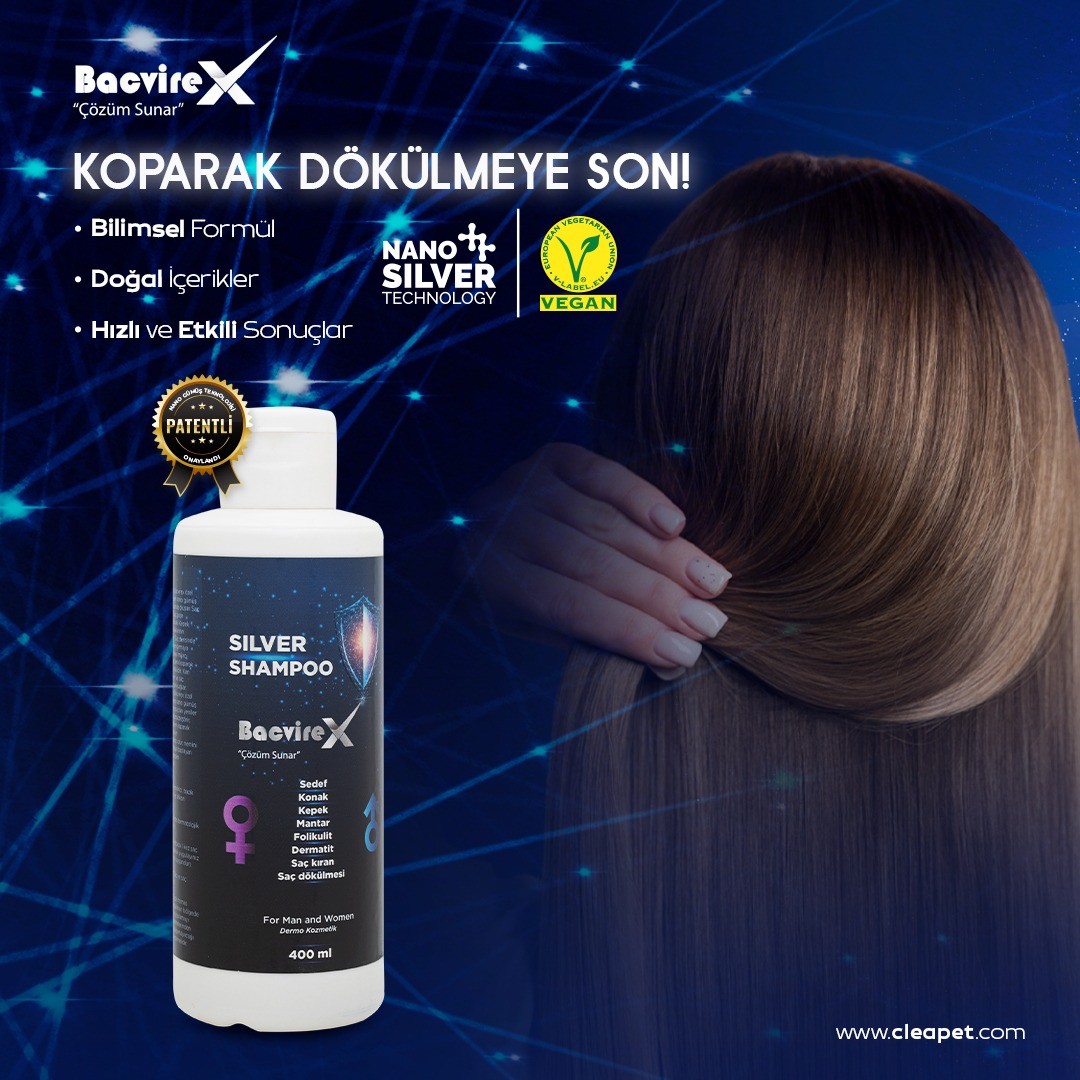 Bacvirex insanlar için nano gümüş şampuan 400 ml