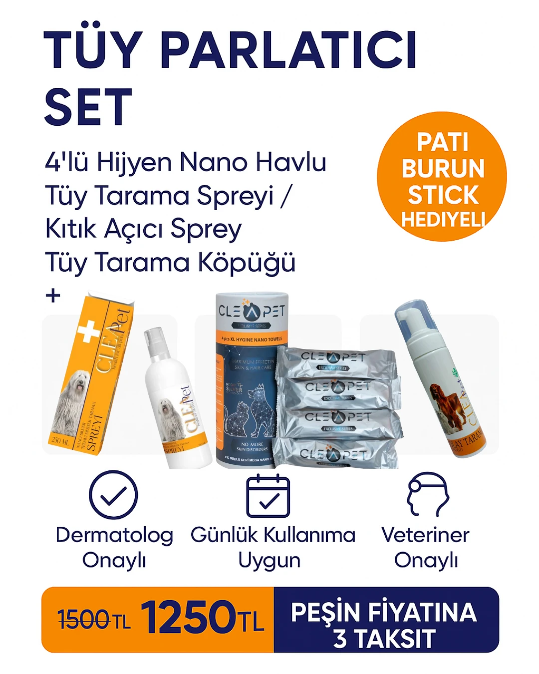 KEDİ KÖPEK TÜY PARLATICI SET 