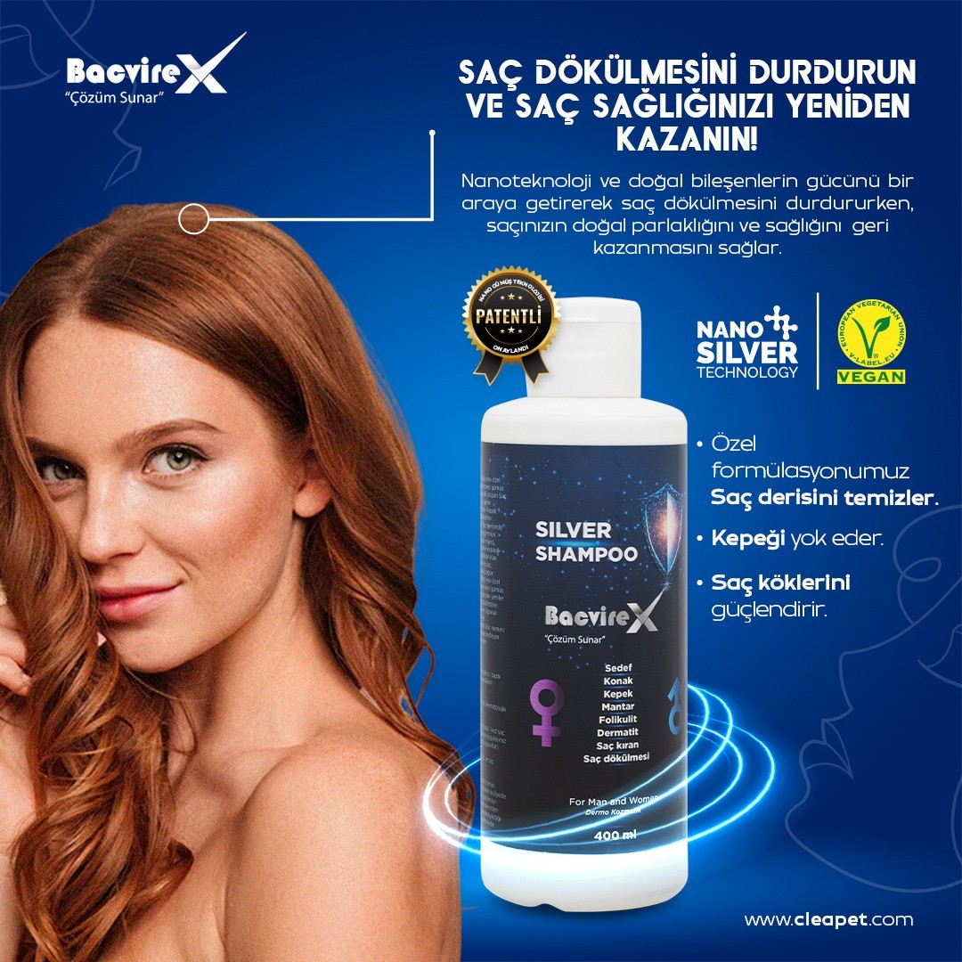 Bacvirex insanlar için nano gümüş şampuan 400 ml