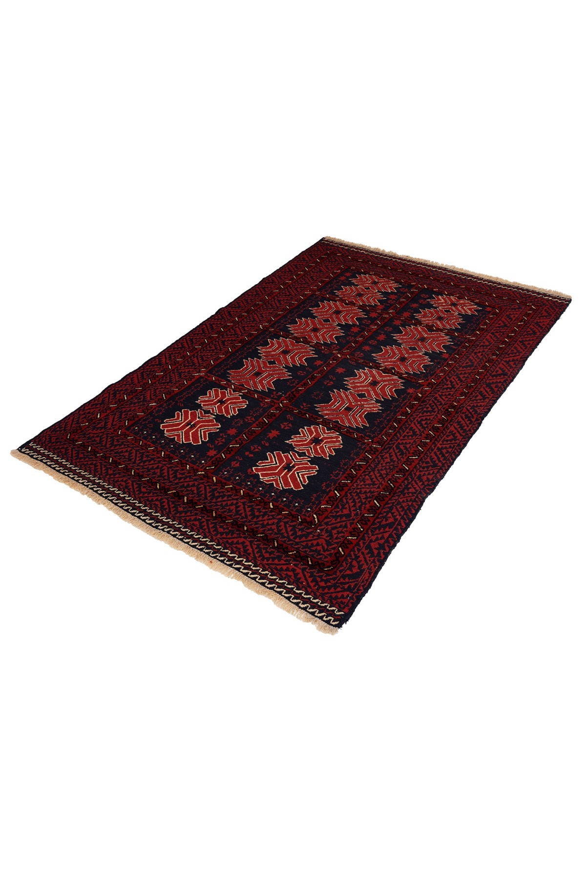 Afgan Berceste Kilim Kırmızı Otantik El Dokuma Halı