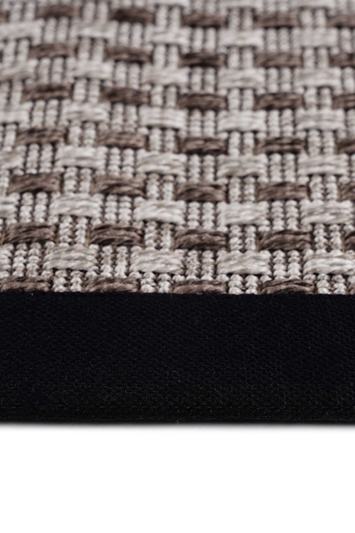 Sisal 4510 Gri Dokulu Siyah Bordürlü Jüt Halı