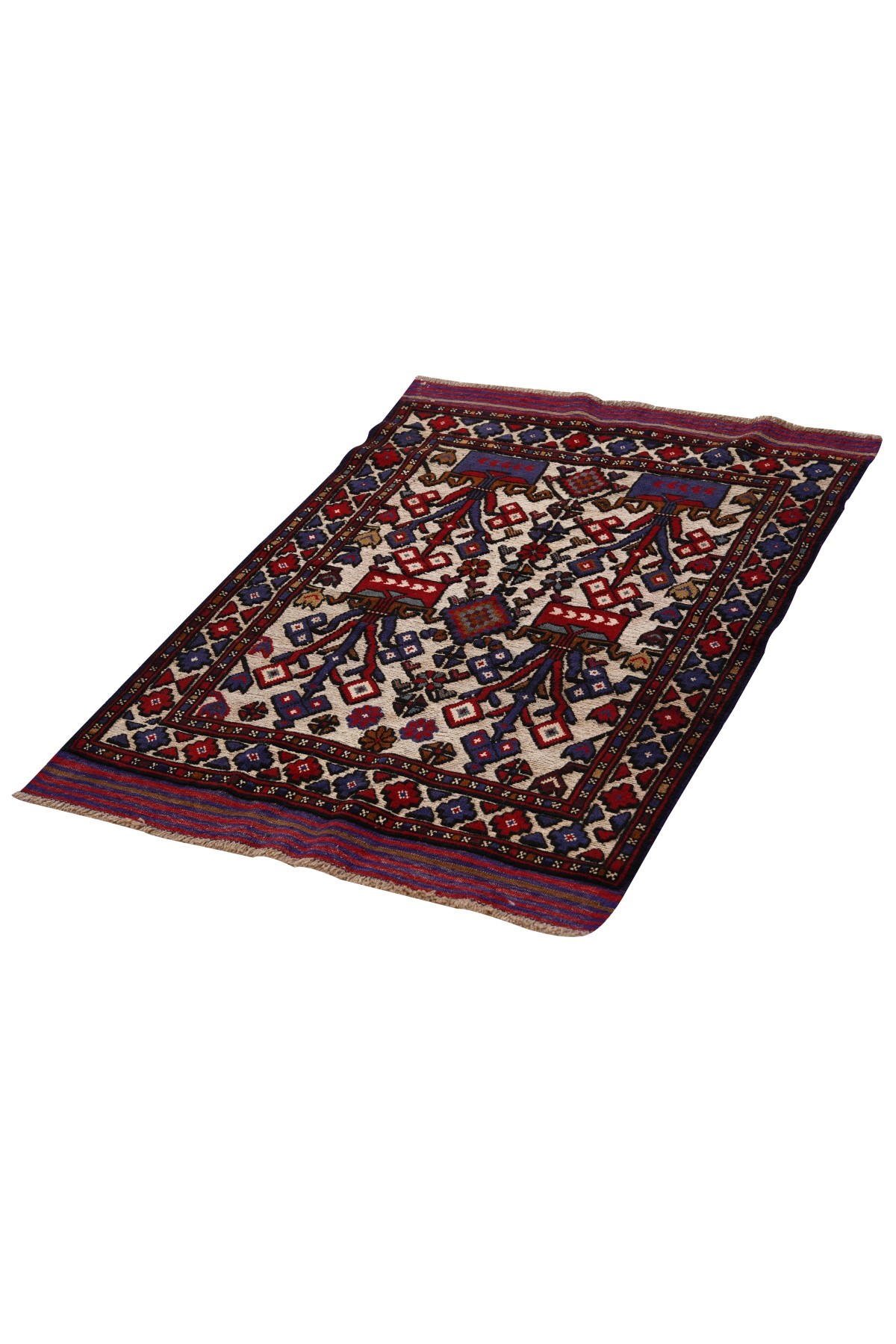 Afgan Berceste Kilim Kırmızı Otantik El Dokuma Halı