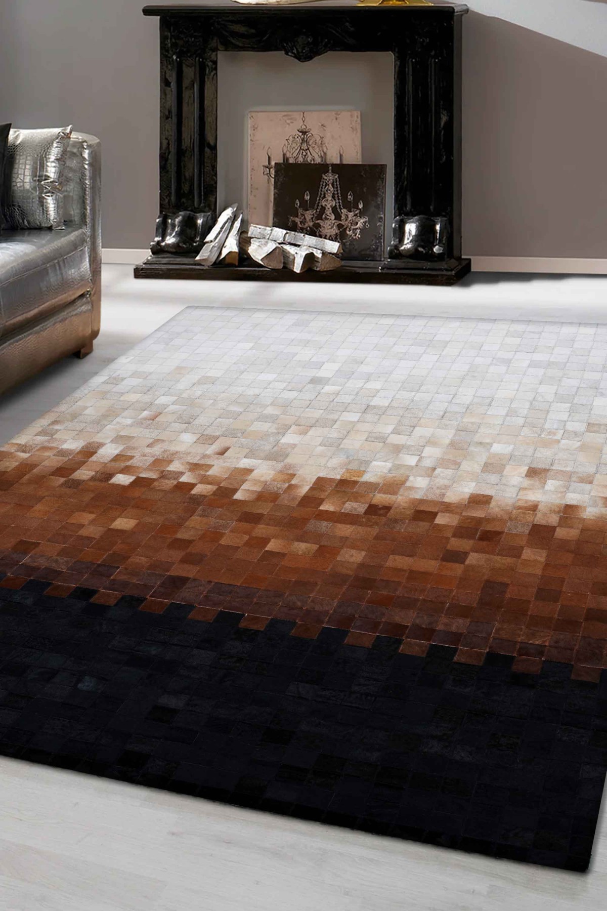 Tay Patchwork Naturel Deri Halı