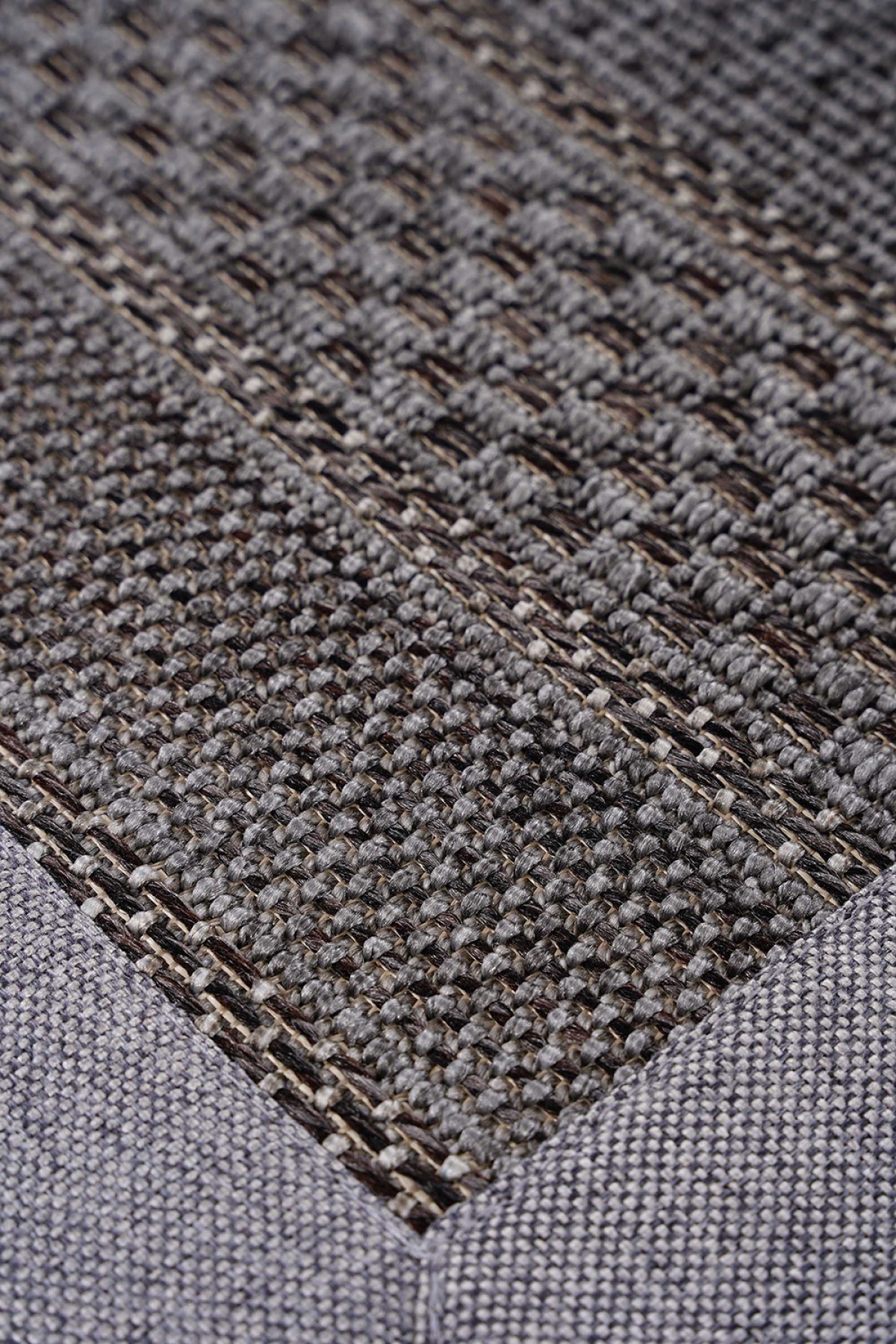 Sisal 4607 Gri Etnik Desenli Bordürlü Jüt Halı