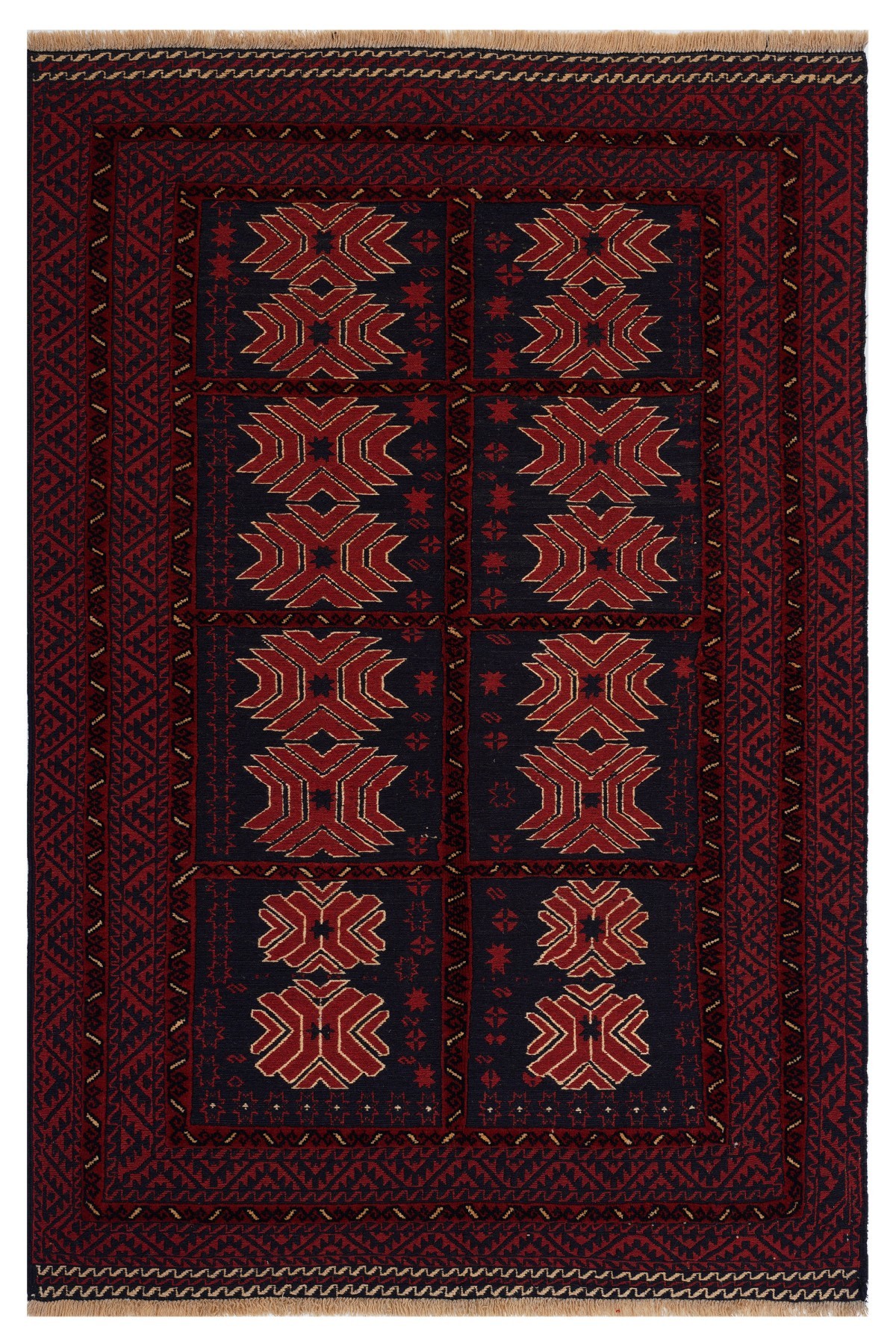 Afgan Berceste Kilim Kırmızı Otantik El Dokuma Halı