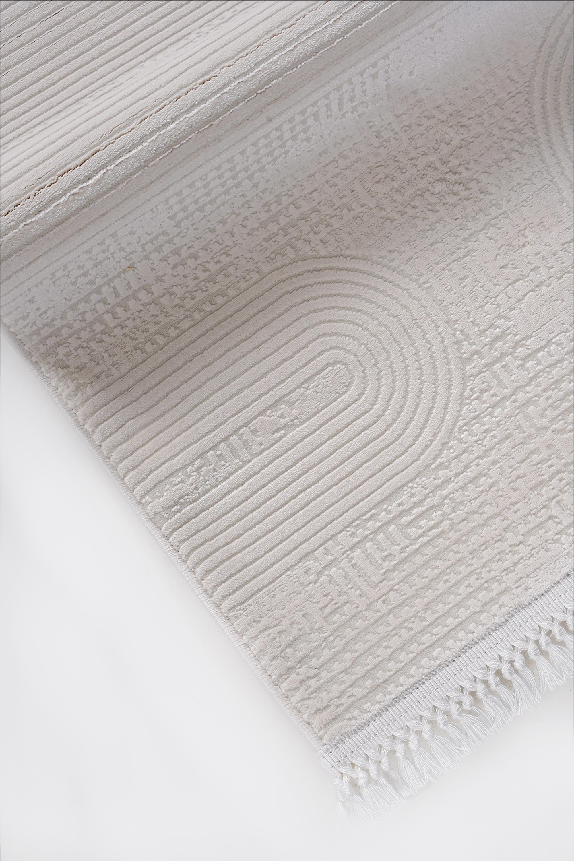 Soft 1125 Krem Kemer Formlu Çizgili Modern Halı