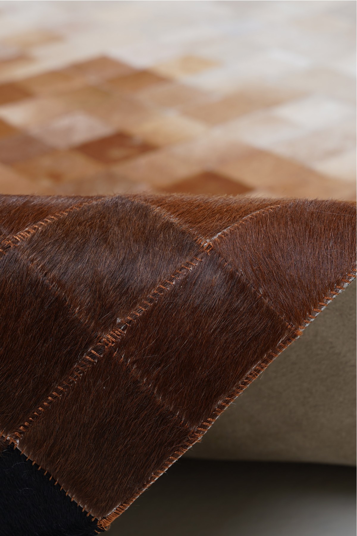 Tay Patchwork Naturel Deri Halı