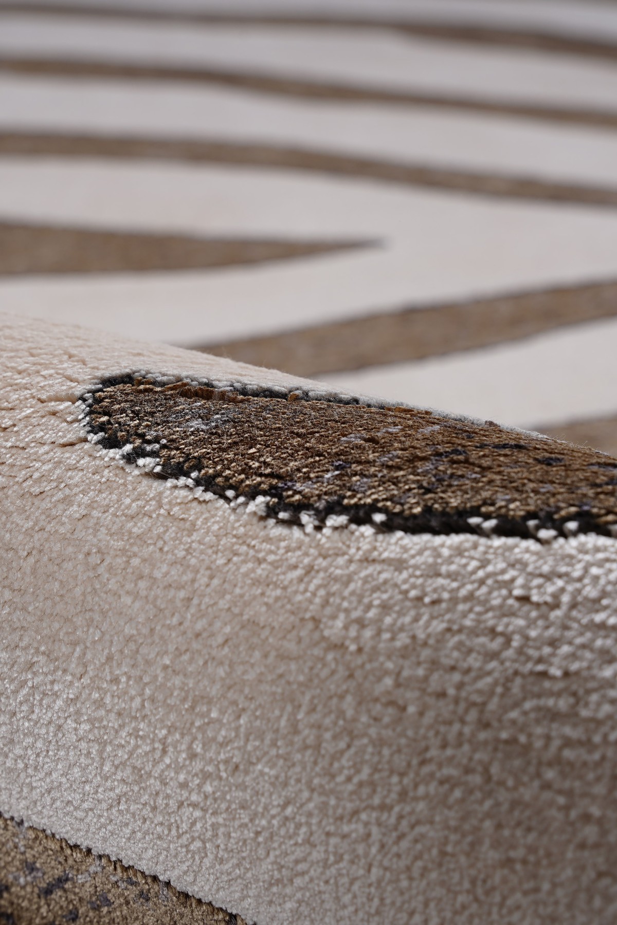 Riva 8725 Krem Zebra Desenli Modern Bambu Halı