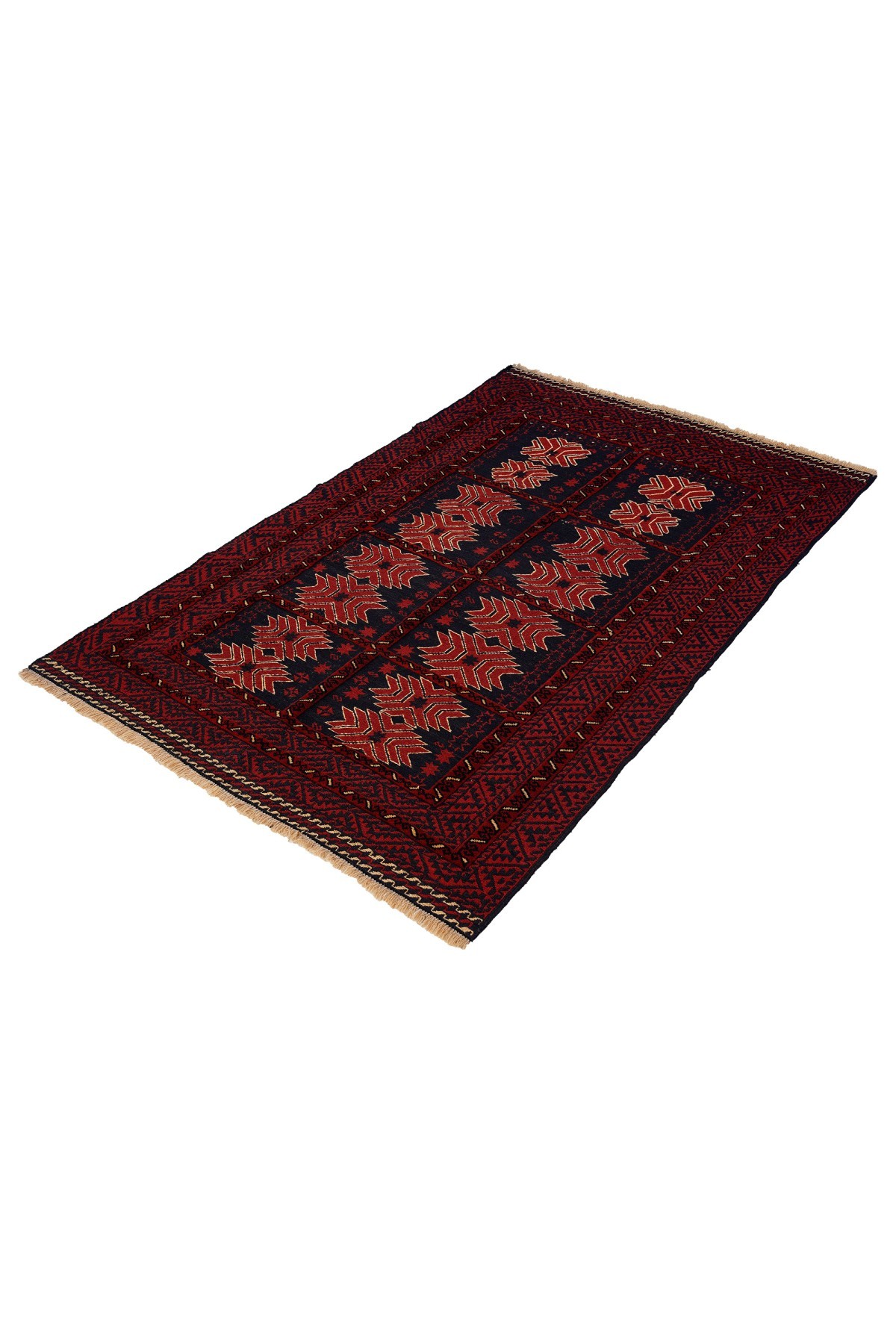 Afgan Berceste Kilim Kırmızı Otantik El Dokuma Halı