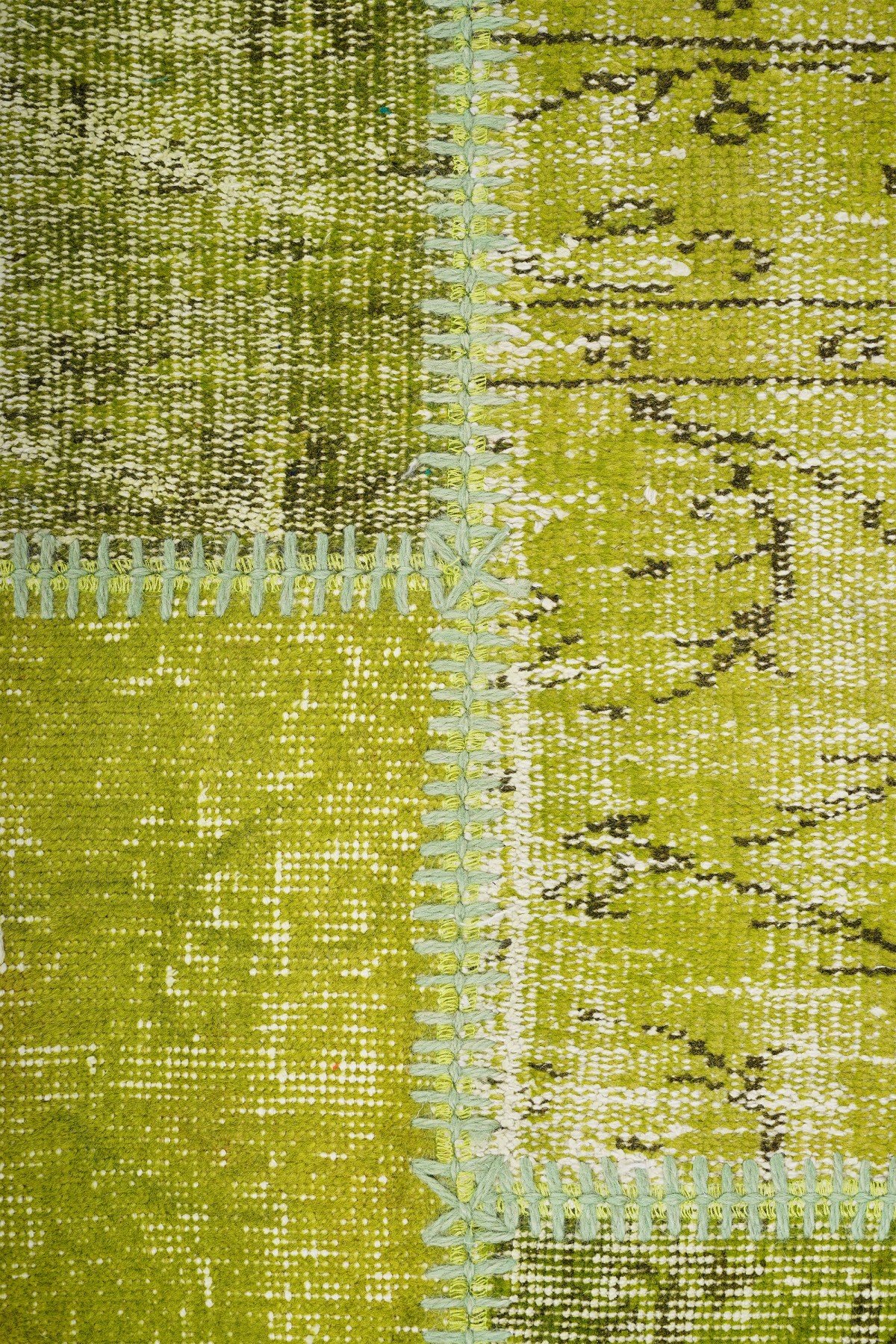 Patchwork Yeşil Modern El Dokuma Halı