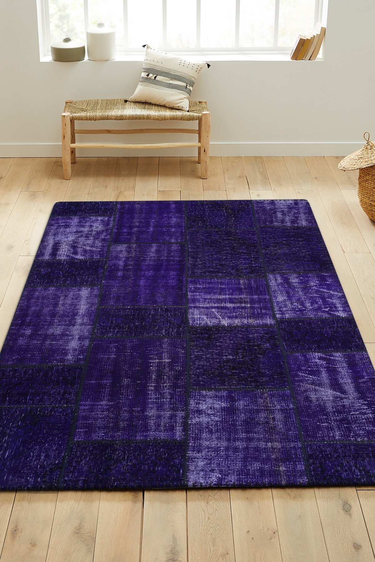 Patchwork Mor Modern El Dokuma Halı