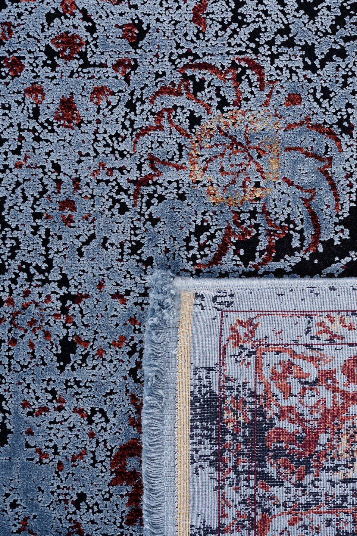 Gloria 6489A Mavi Etnik Desenli Bambu Halı