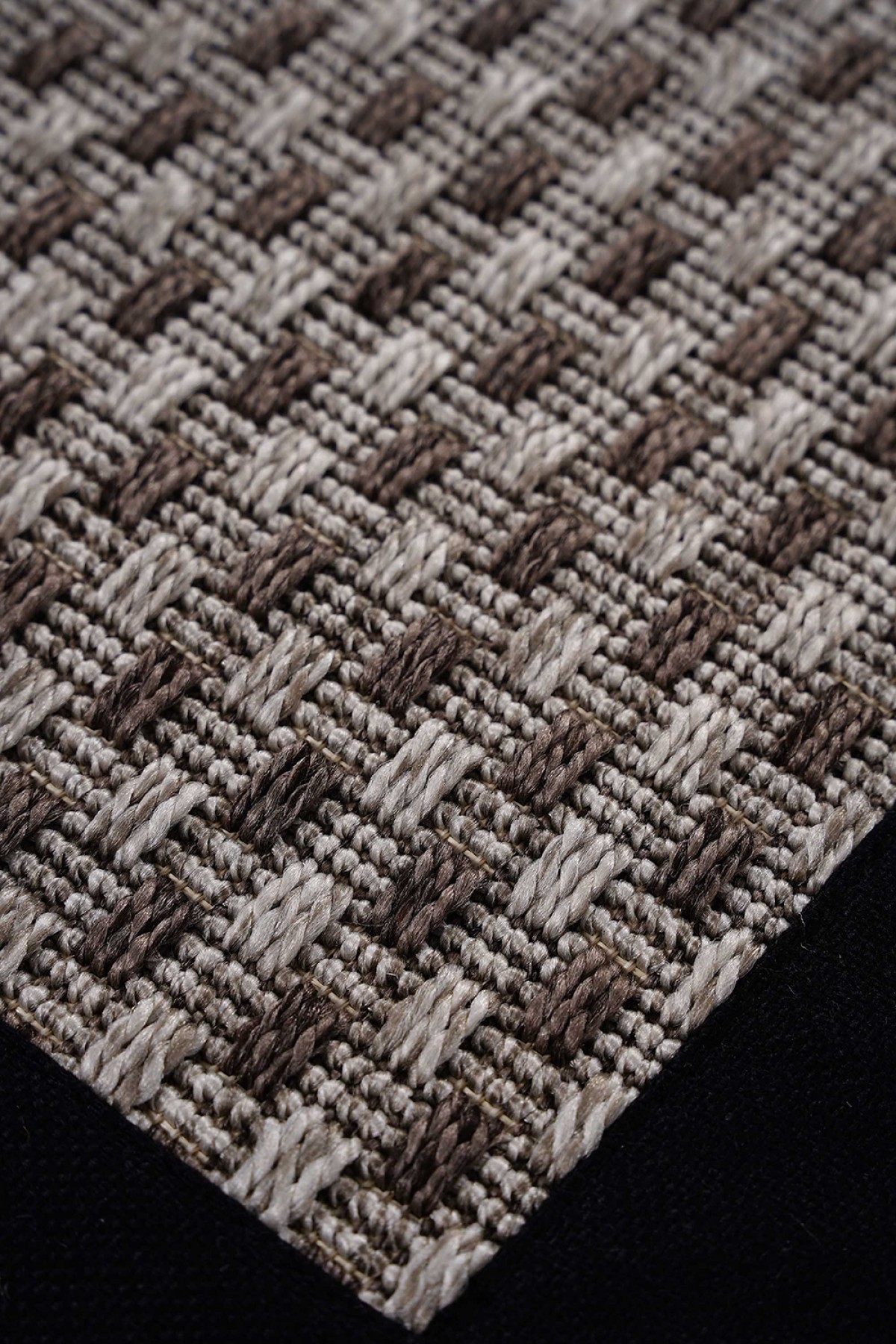 Sisal 4510 Gri Dokulu Siyah Bordürlü Jüt Halı