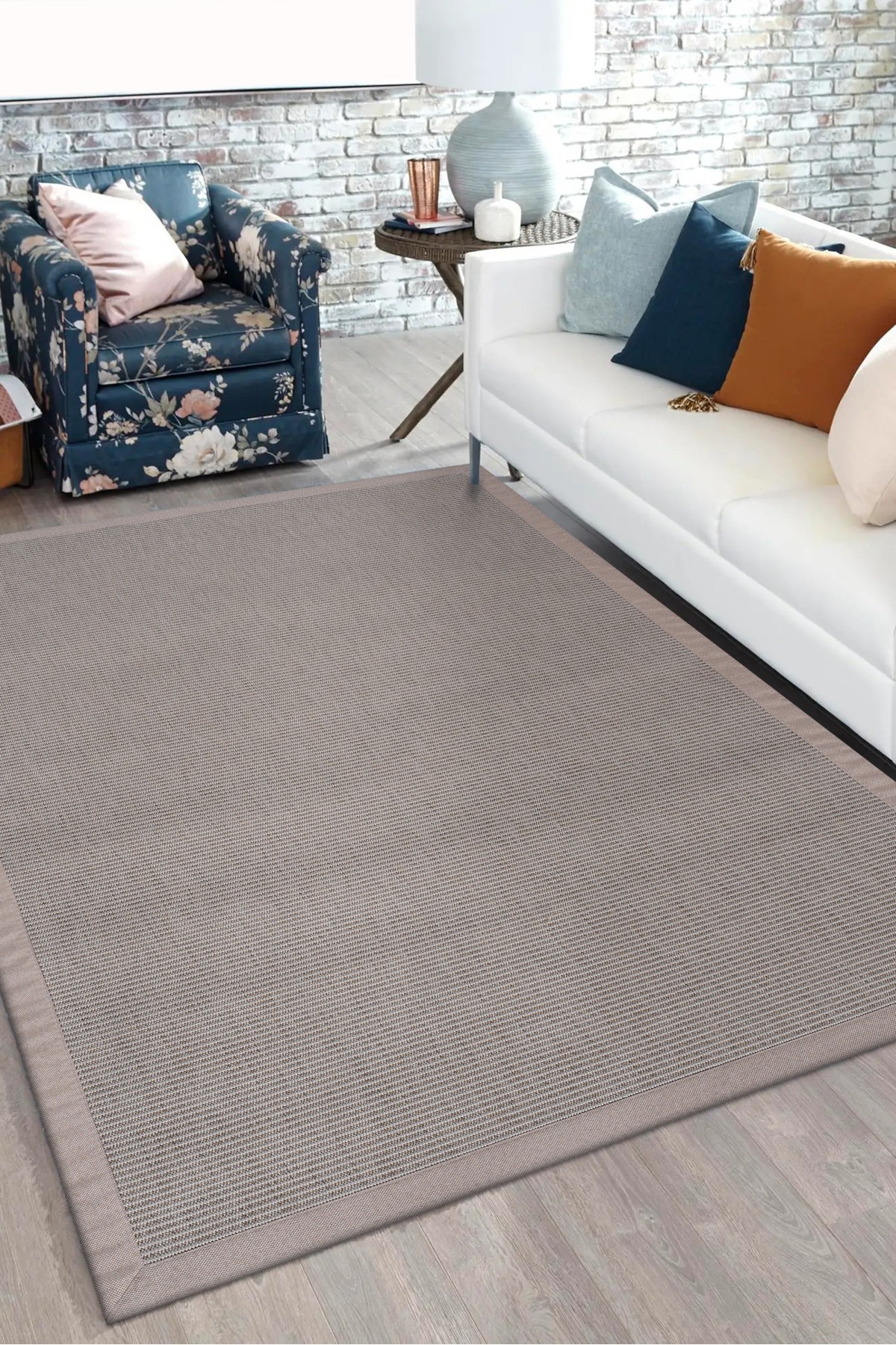 Sisal 7360 Bej Özel Ölçüye Uygun Doğal Dokulu Bordürlü Halı