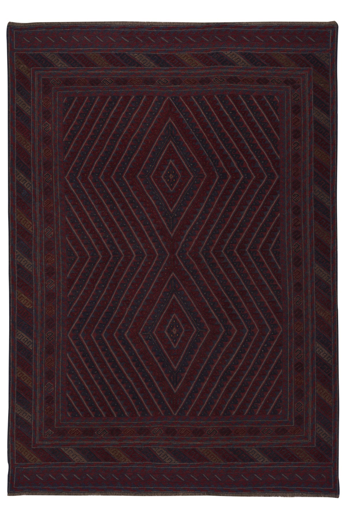 Afgan Berceste Kilim Kırmızı Otantik El Dokuma Halı