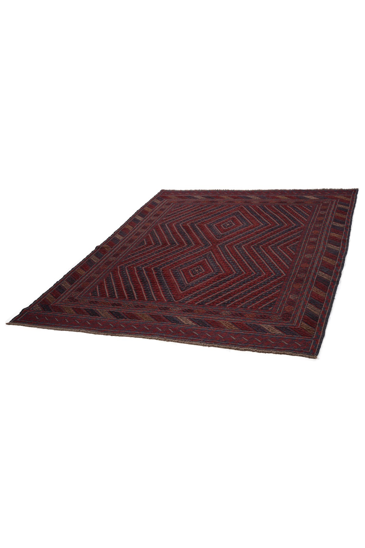 Afgan Berceste Kilim Kırmızı Otantik El Dokuma Halı