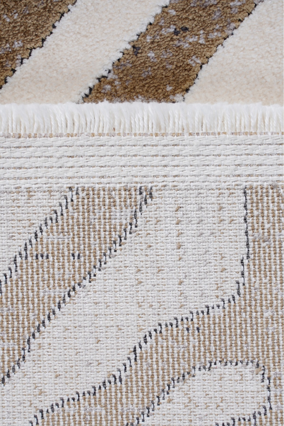 Riva 8725 Krem Zebra Desenli Modern Bambu Halı
