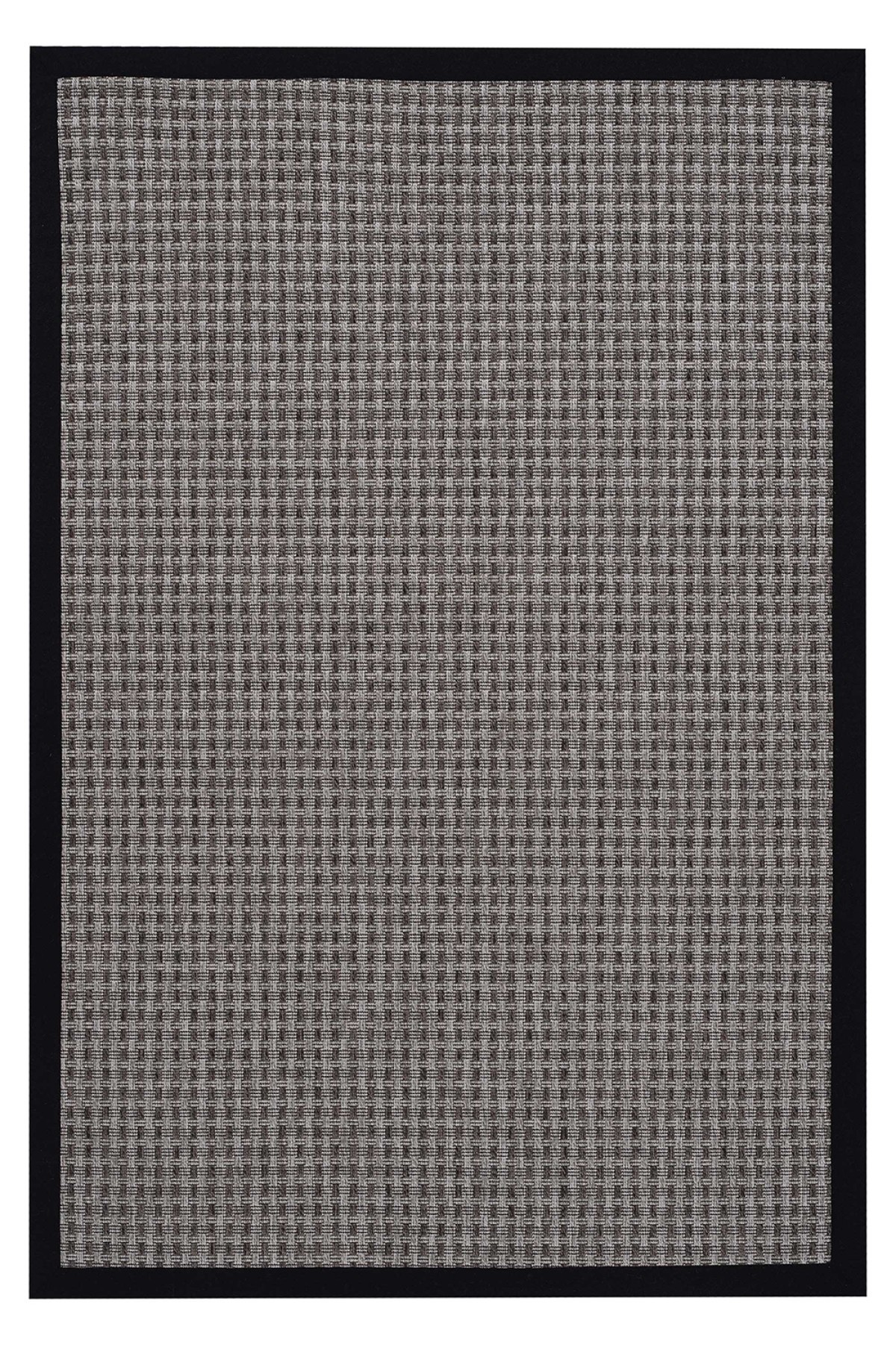 Sisal 4510 Gri Dokulu Siyah Bordürlü Jüt Halı